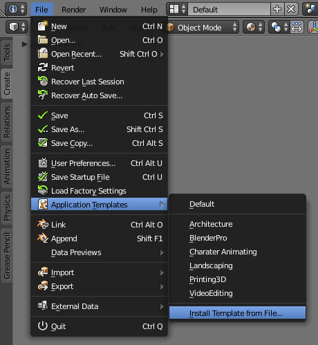 Install Application Templates Button