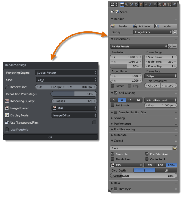 Move Rendering Settings To Dialog